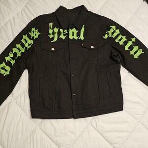 Men's Black Jacket with Green Lettering